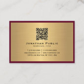 Carte De Visite Élégant script professionnel Bordeaux Gold Europée (Dos)