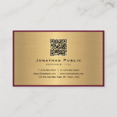 Carte De Visite Élégant Script professionnel moderne Bordeaux Gold (Dos)