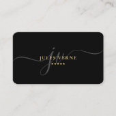 Carte De Visite Élégant script professionnel Monogramme noir minim (Devant)