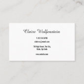 Carte De Visite Élégant script professionnel noir et blanc (Dos)