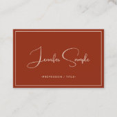Carte De Visite Élégant Script Professionnel Terracotta Euro Taill (Devant)