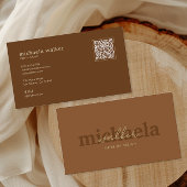 Carte De Visite Elegant Script QR Code & Social Media
