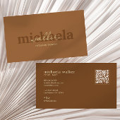 Carte De Visite Elegant Script QR Code & Social Media