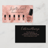 Carte De Visite Élégant Script Rose Gold Clou Client Loyauté (Devant / Derrière)