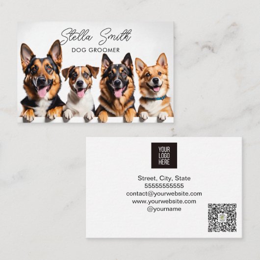 Carte De Visite Élégant script simple Chien Grooming & Animaux ass (Devant / Derrière)