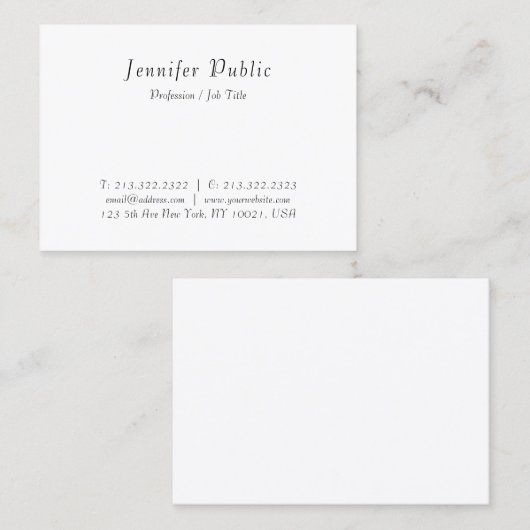 Carte De Visite Élégant Script Simple moderne Modèle manuscrit (Devant / Derrière)