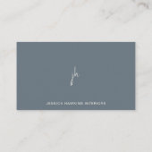 Carte De Visite Élégant Script simple Monogramme Dusty Blue (Dos)