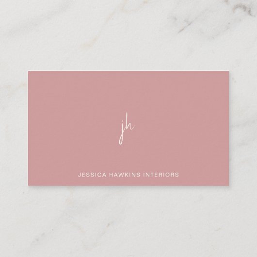 Carte De Visite Élégant Script simple Monogramme Dusty Rose (Dos)