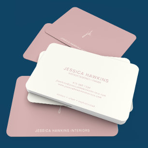 Carte De Visite Élégant Script simple Monogramme Dusty Rose