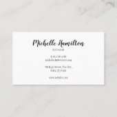 Carte De Visite Élégant Script Simple Noir et Blanc (Dos)