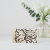 Carte De Visite Élégant Sepia Chic Wavy Hairstyle extensions de ch (Debout devant)