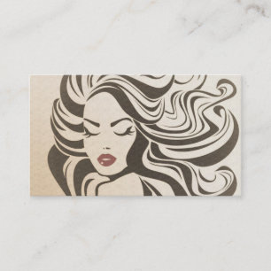 Carte De Visite Élégant Sepia Chic Wavy Hairstyle extensions de ch