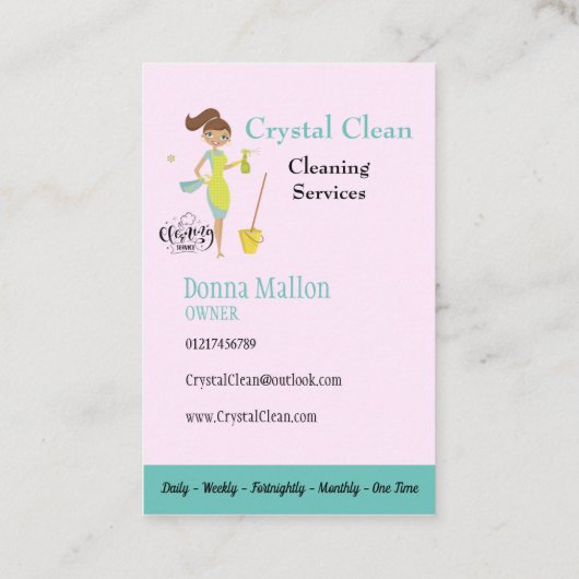 Carte De Visite Élégant Service De Nettoyage Nettoyant À La Crista (Dos)