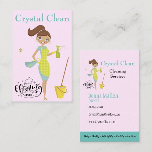 Carte De Visite Élégant Service De Nettoyage Nettoyant À La Crista (Devant / Derrière)
