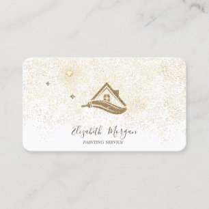 Carte De Visite Elégant Service De Peinture Confetti Or Moderne