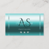 Carte De Visite Élégant Shimmery Turquoise Sparkling Diamonds Init (Devant)