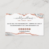 Carte De Visite Élégant Signature Script Blanc Or Agate Marbre (Dos)