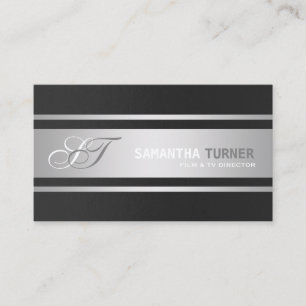 Carte De Visite Élégant Silver Black Professional Personnalisé Mon