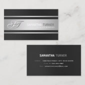 Carte De Visite Élégant Silver Black Professional Personnalisé Mon (Devant / Derrière)