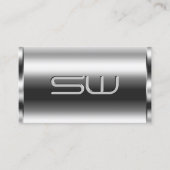 Carte De Visite Elégant Silver chimmery et grandes initiales 3D ch (Devant)