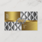 Carte de visite Elegant Silver Gold BowsTile Trim (Dos)