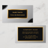 Carte De Visite Élégant Silver Gold Professionnel (Devant / Derrière)