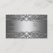 Carte De Visite Elégant Silver Grey Damask Embossé look (Dos)