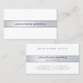 Carte De Visite Elégant Silver Look Simple Design tendance Plain (Devant / Derrière)