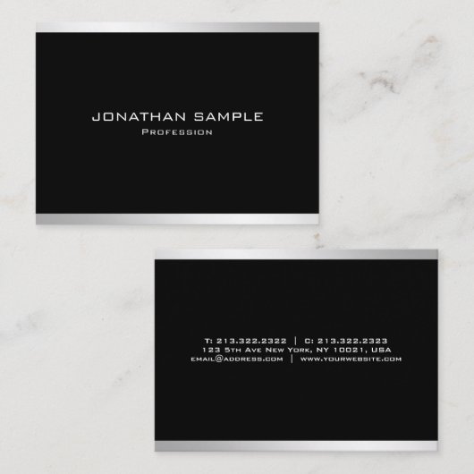 Carte De Visite Elégant Silver Professional Moderne Design simple (Devant / Derrière)