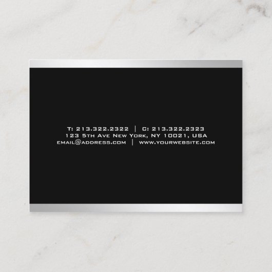 Carte De Visite Elégant Silver Professional Moderne Design simple (Dos)