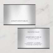 Carte De Visite Élégant Silver Professionnel Moderne à la mode (Devant / Derrière)