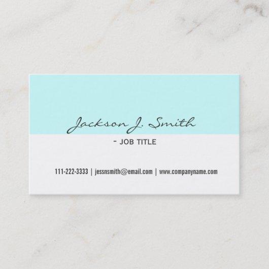 Carte De Visite élégant, simple, blanc & bleu simple professionnel (Devant)