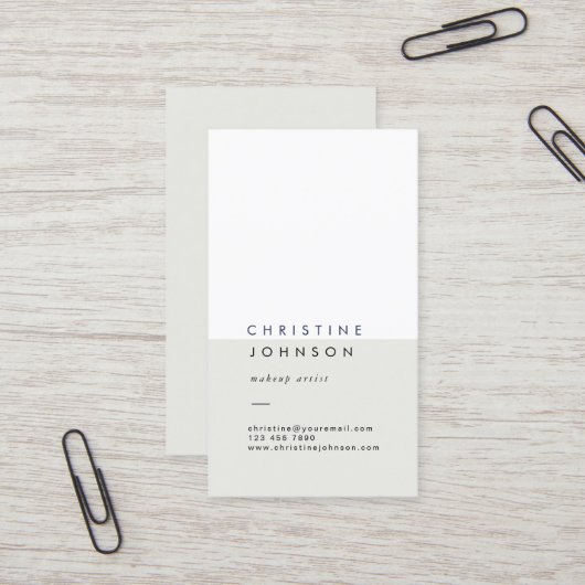 Carte De Visite élégant simple blanc gris clair (Devant/Arrière en situation)