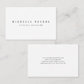 Carte De Visite Élégant Simple Blanc & Noir Professionnel (Devant / Derrière)
