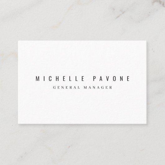 Carte De Visite Élégant Simple Blanc & Noir Professionnel (Devant)