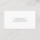 Carte De Visite Élégant Simple Blanc & Noir Professionnel (Dos)