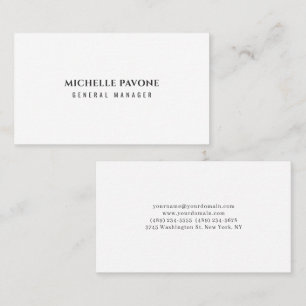 Carte De Visite Élégant Simple Blanc & Noir Professionnel