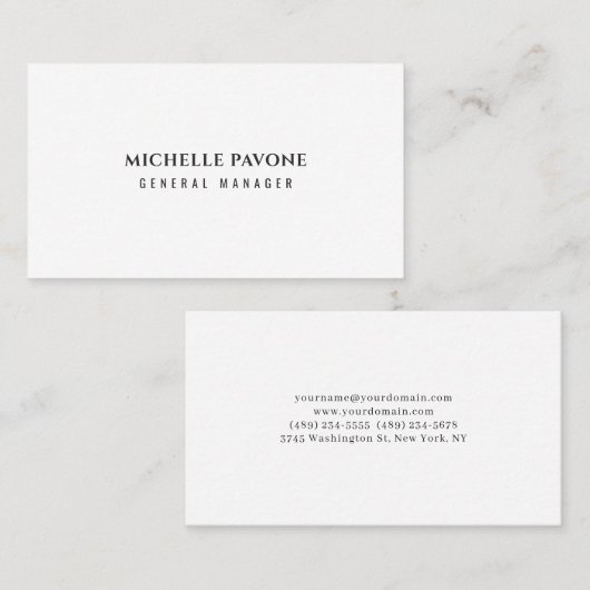 Carte De Visite Élégant Simple Blanc & Noir Professionnel (Devant / Derrière)
