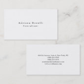 Carte De Visite Élégant Simple Blanc Professionnel Moderne (Devant / Derrière)