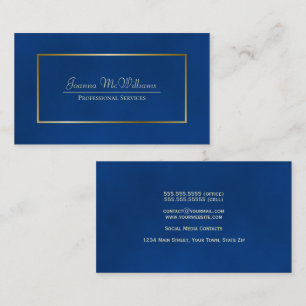 Carte De Visite Élégant Simple Blue & Gold Professionnel