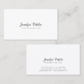 Carte De Visite Élégant Simple Chic Blanc Moderne Professionnel (Devant / Derrière)