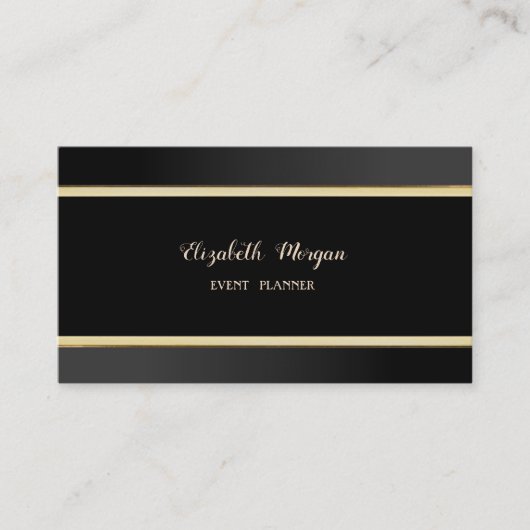 Carte De Visite Élégant Simple Chic,Noir,Rayes (Devant)