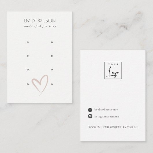 Carte De Visite Élégant simple Coeur Bleu 4 Étui Écran (Devant / Derrière)