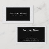 Carte De Visite Elégant Simple Damas Blanc Et Cadre Noir (Devant / Derrière)