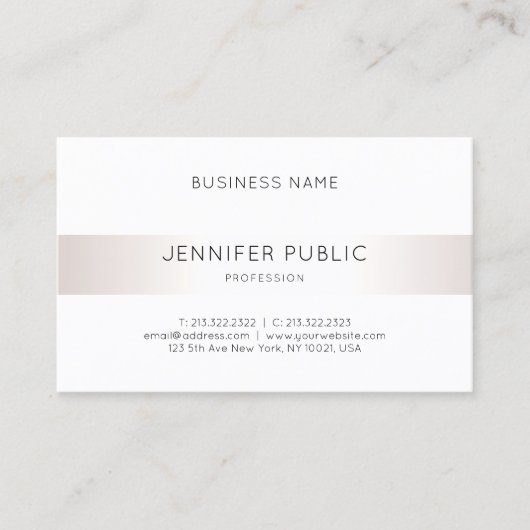 Carte De Visite Élégant Simple Faux Argent Plain Luxe Moderne (Devant)