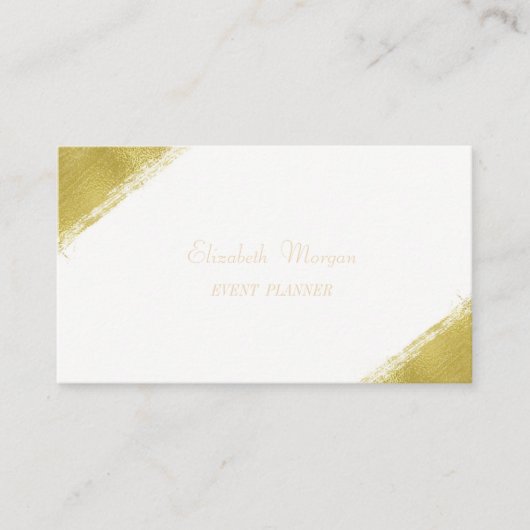 Carte De Visite Élégant simple Faux Gold Foil Broke, Blanc (Devant)