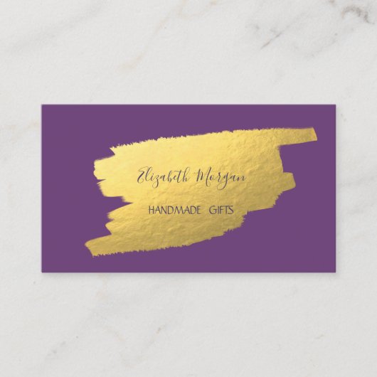 Carte De Visite Élégant simple, Faux Gold Foil Broke Stroke (Devant)