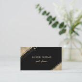 Carte De Visite Elégant Simple Faux Gold, Noir (Debout devant)