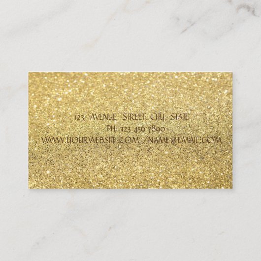 Carte De Visite Elégant Simple Faux Gold Parties scintillant Bokeh (Dos)