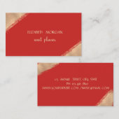 Carte De Visite Elégant Simple Faux Gold, Rouge (Devant / Derrière)